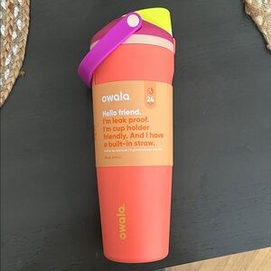 Owala Red and Pink Tumbler with Straw